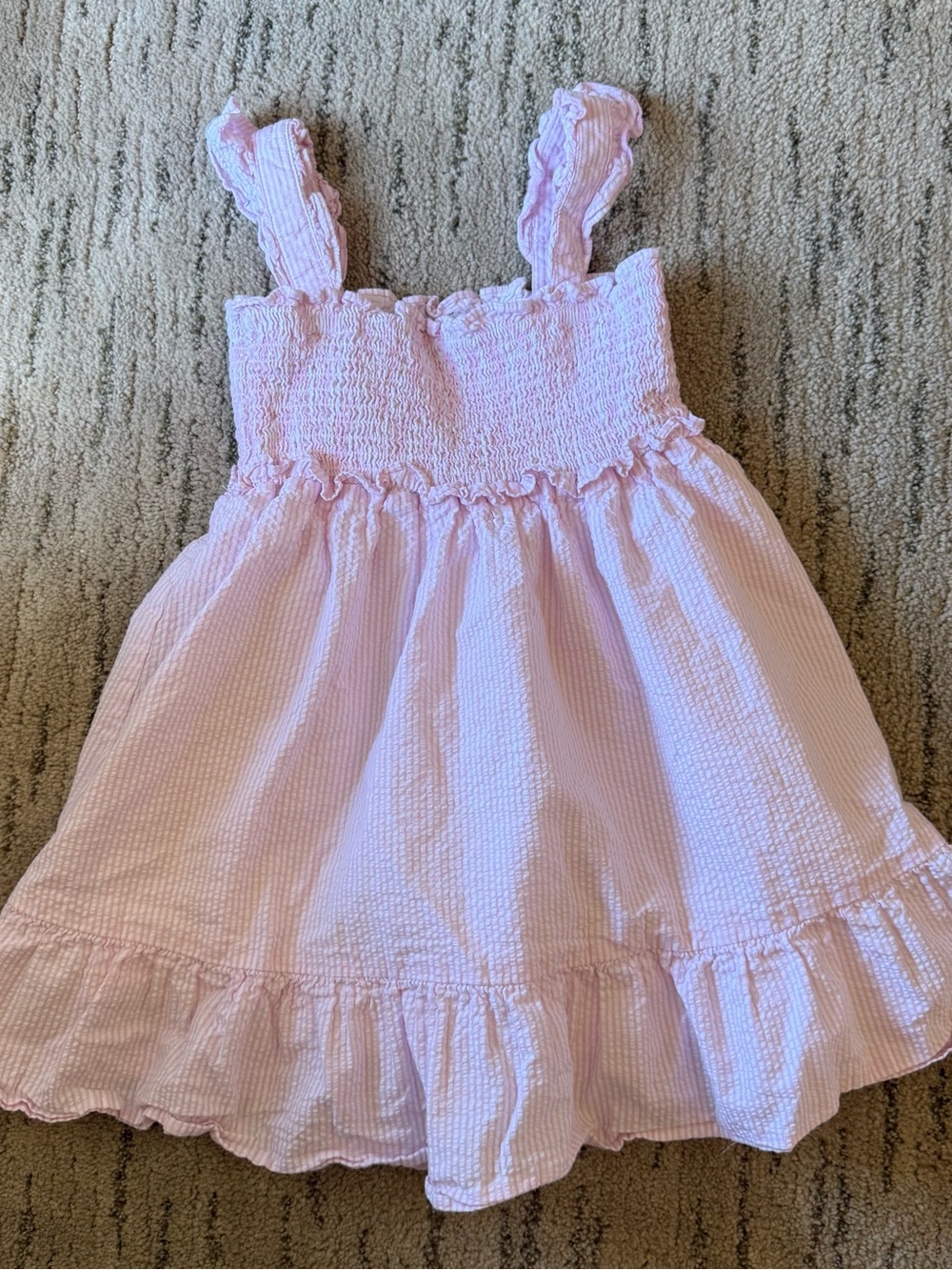 Janie and Jack Light Pink Smocked Ruffle Sundress